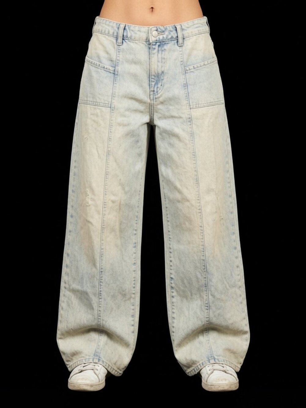 Vintage Inspired Y2K Jeans Women’s 34 Waist Wide Leg Baggy Distress Grunge